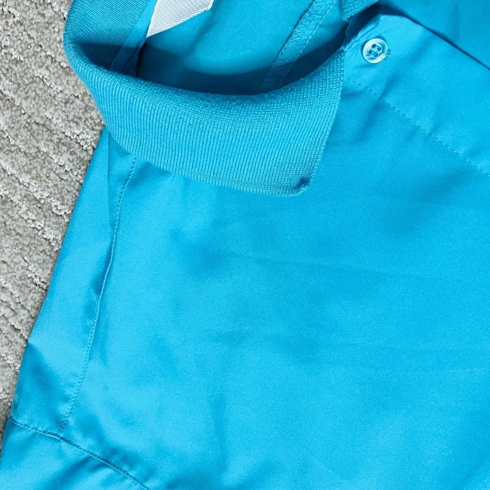 Vintage 80s Diane von Furstenberg Turquoise Blouse with Knit / Woven Collar - Picture 13 of 14